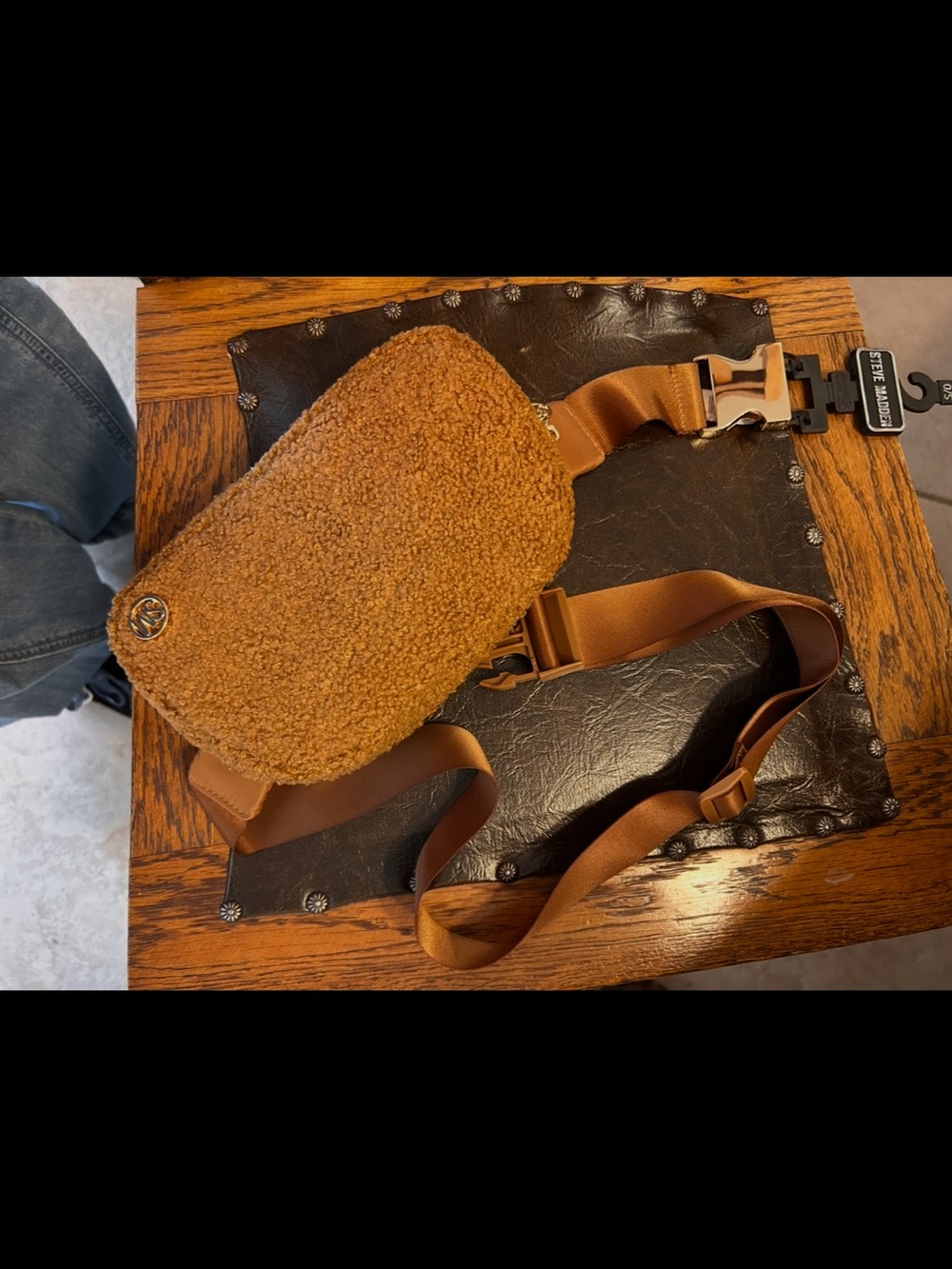 Steve Madden Brown Sherpa Belt Bag